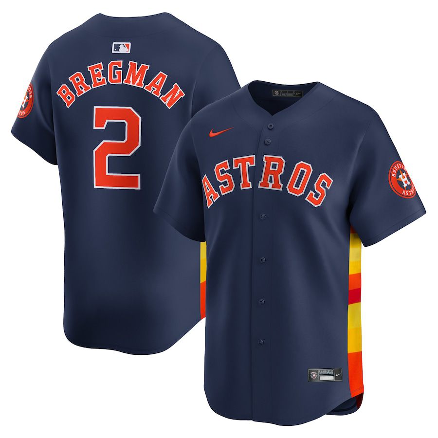 Men Houston Astros 2 Alex Bregman Nike Navy Alternate Limited Player MLB Jersey